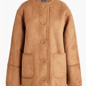 NWOT J.Crew Women's Reversible Sherpa Faux Suede Jacket in Brown, Size XSmall